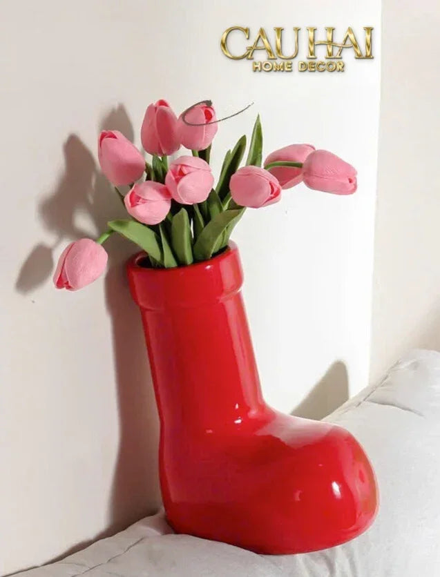 Bình Hoa Rouge Glossy Bubblr Boot Vase-CẬU HAI HOME DECOR