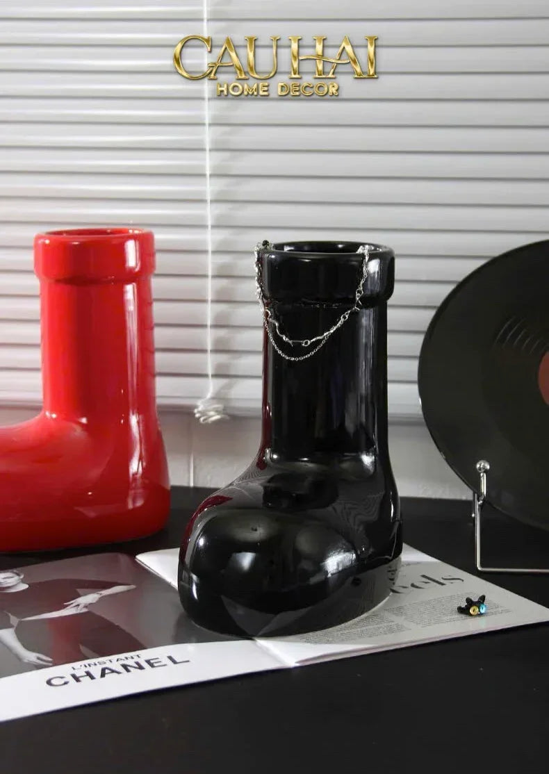 Bình Hoa Rouge Glossy Bubblr Boot Vase-CẬU HAI HOME DECOR