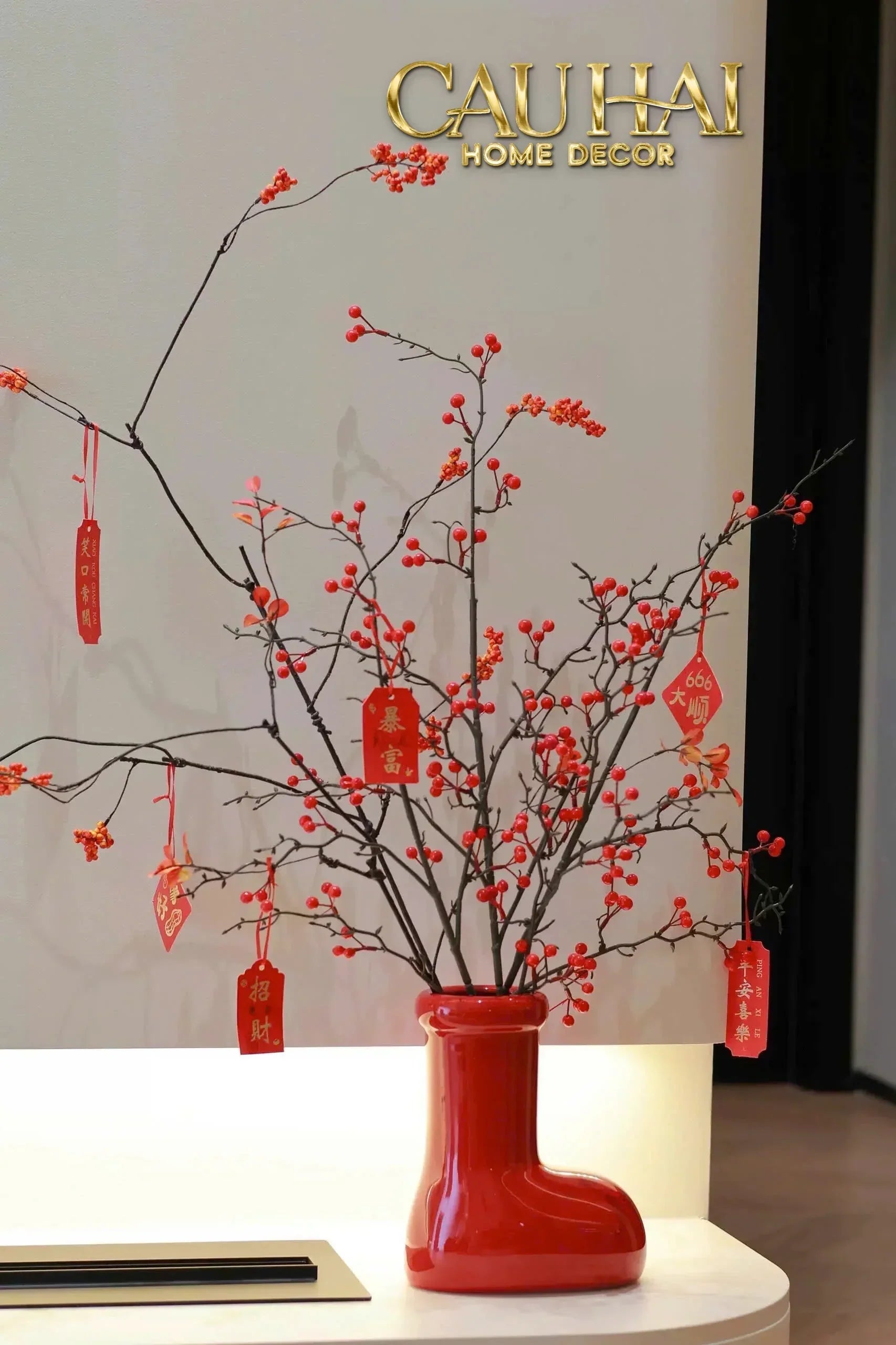 Bình Hoa Rouge Glossy Bubblr Boot Vase-CẬU HAI HOME DECOR