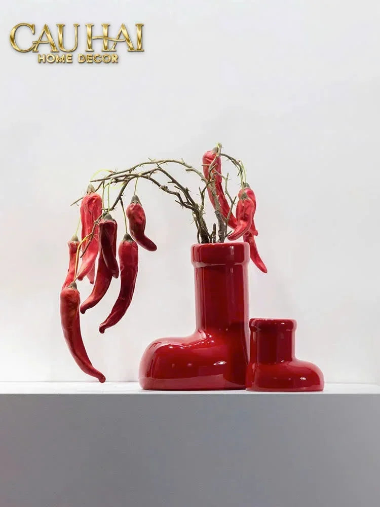 Bình Hoa Rouge Glossy Bubblr Boot Vase-CẬU HAI HOME DECOR