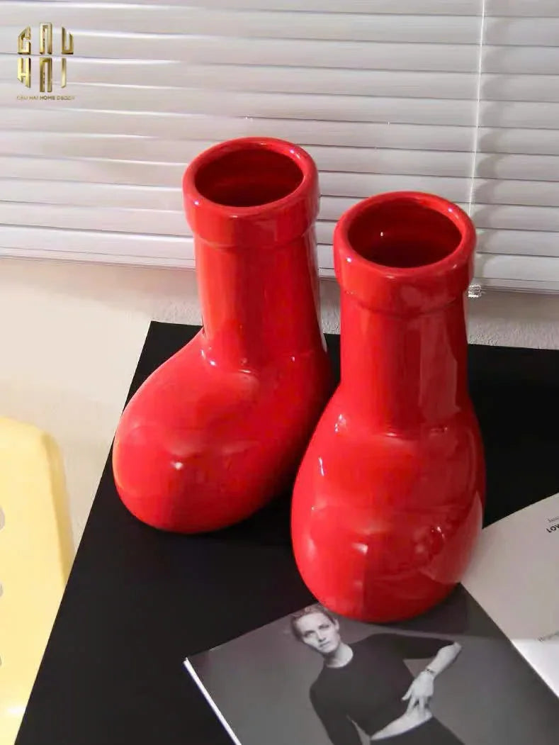 Bình Hoa Rouge Glossy Bubblr Boot Vase-CẬU HAI HOME DECOR