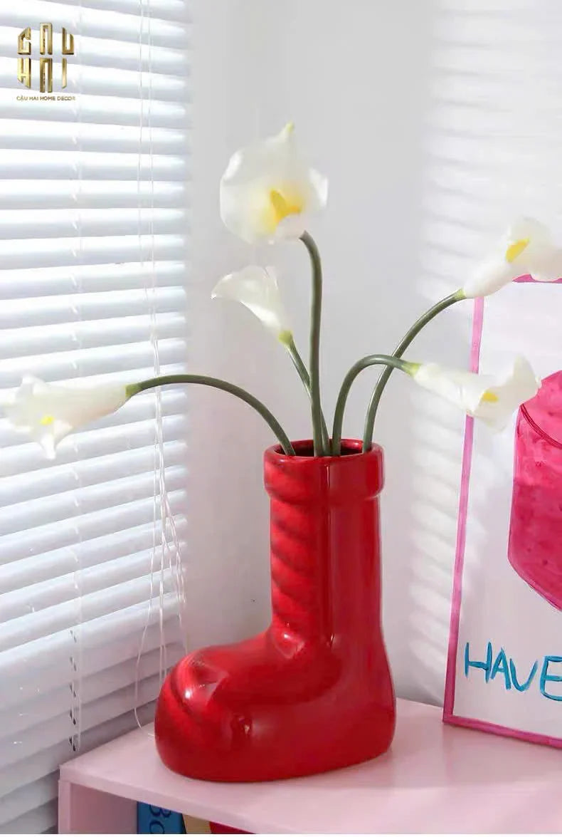 Bình Hoa Rouge Glossy Bubblr Boot Vase-CẬU HAI HOME DECOR