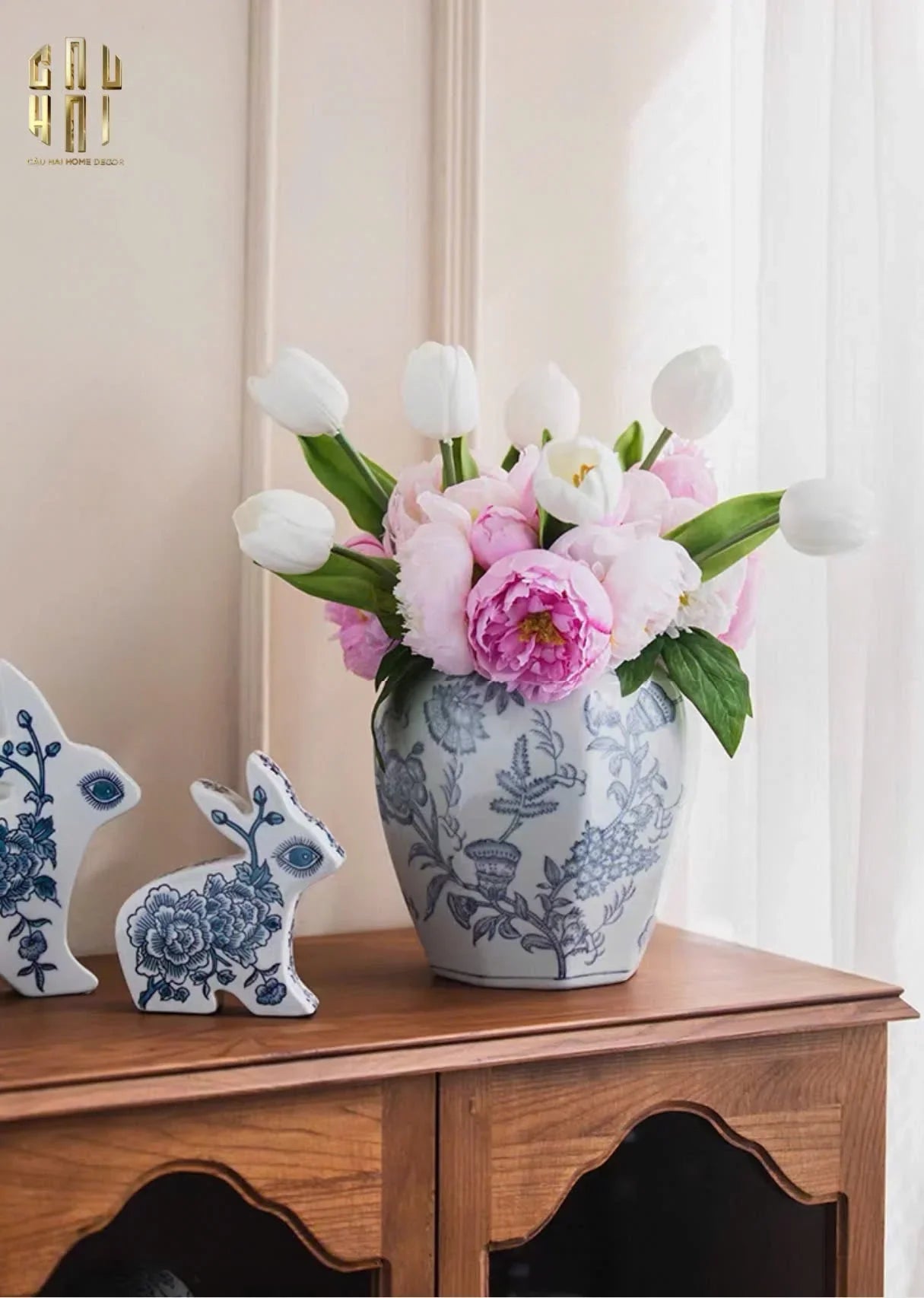 "TẾT" COUTURE - BÌNH HOA SỨ TRÁNG MEN INDOCHINE FLORA - CẬU HAI HOME DECOR