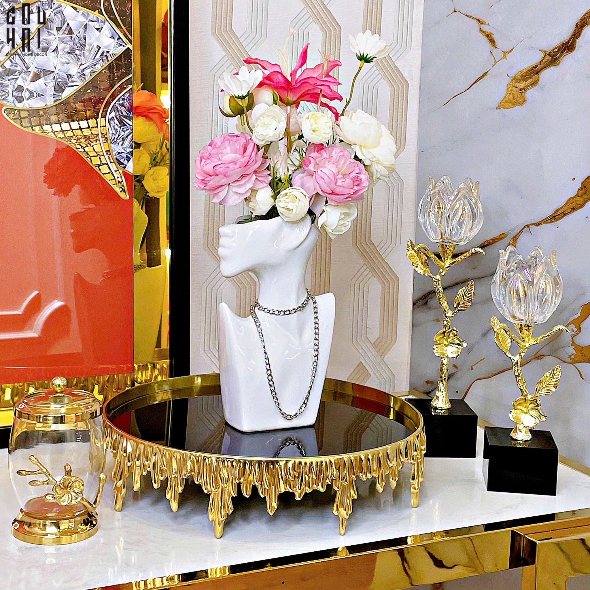 BÌNH HOA SỨ TRÁNG MEN JEWELRY ALEXA-CẬU HAI HOME DECOR