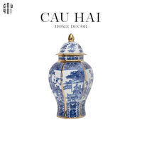 Bình Hoa Sứ Tráng Men Lam Thanh Anh-CẬU HAI HOME DECOR