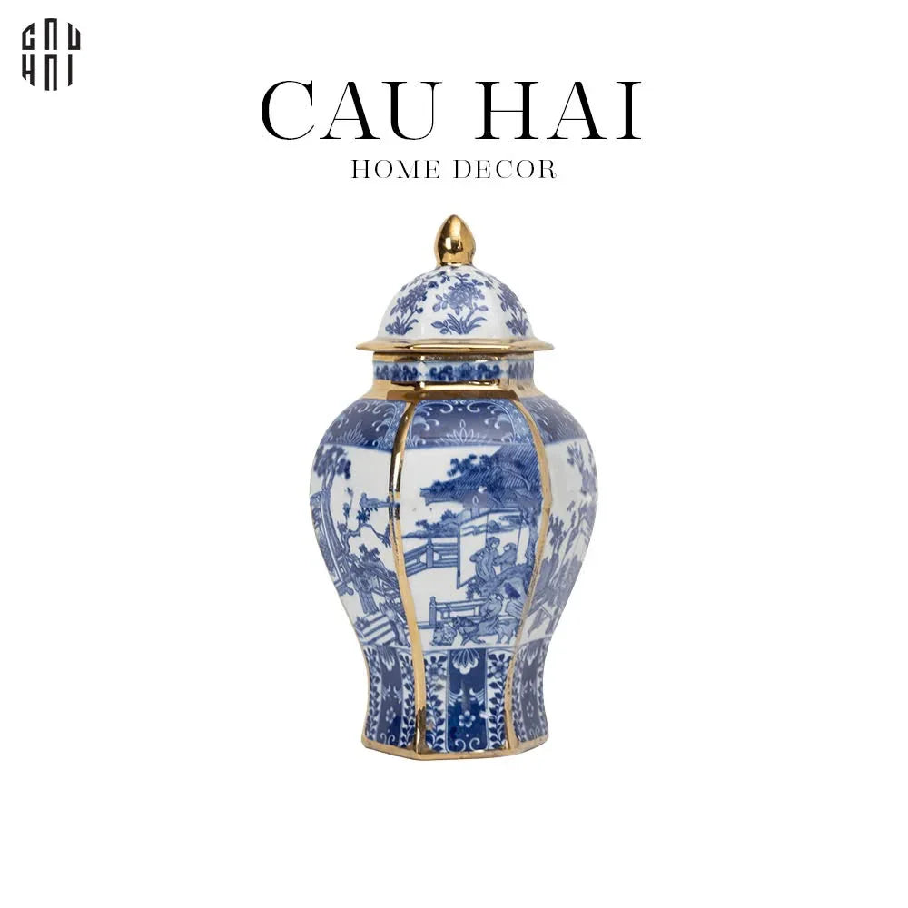 BÌNH HOA SỨ TRÁNG MEN LAM THANH ANH - CẬU HAI HOME DECOR