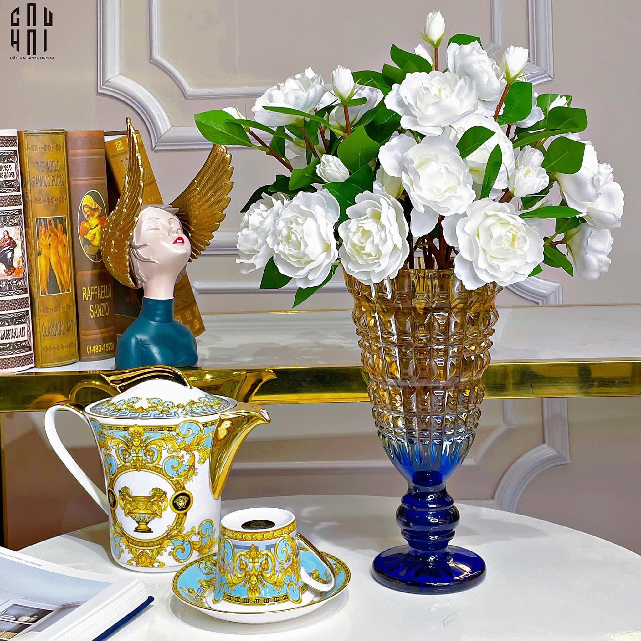 Bình Hoa Thuỷ Tinh Critalleries Lumière Amber Aquarius Goblet H30-CẬU HAI HOME DECOR