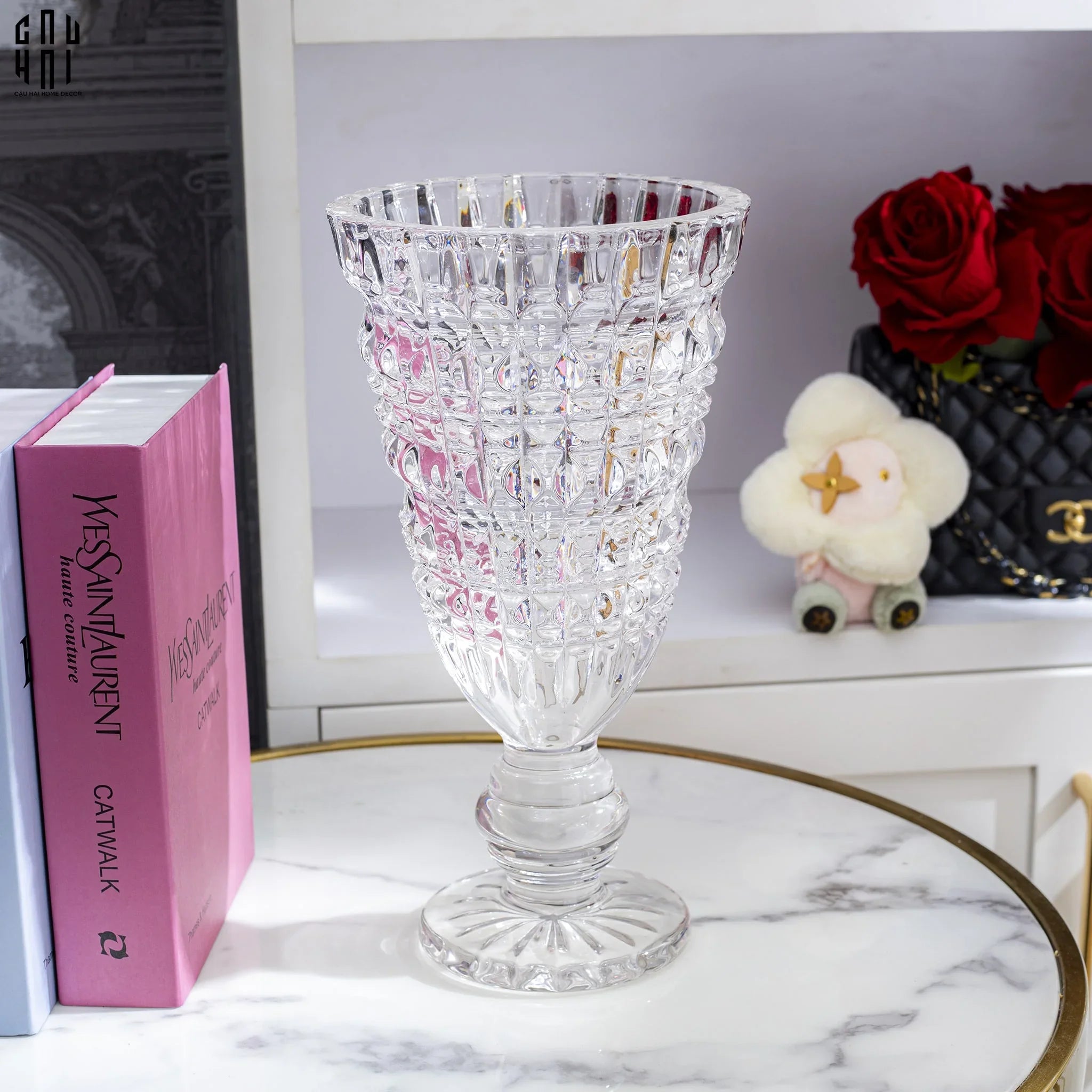 BÌNH HOA THUỶ TINH CRYSTAL VERONICA - CẬU HAI HOME DECOR