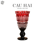 BÌNH HOA THUỶ TINH CRYSTAL RUBY CRIMSON SS25-CẬU HAI HOME DECOR