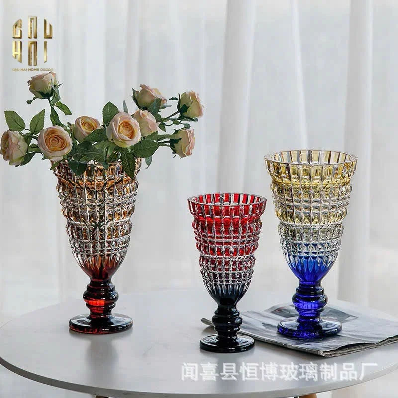 BÌNH HOA THUỶ TINH CRYSTAL RUBY CRIMSON SS25-CẬU HAI HOME DECOR