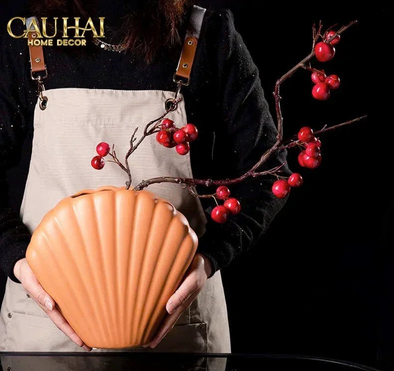 Bình Hoa Vỏ Sò Sienna Coastal Shell Vase H25-CẬU HAI HOME DECOR