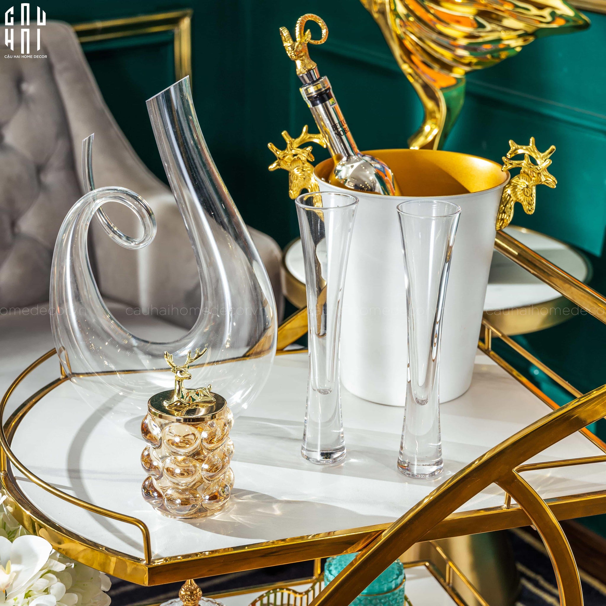 BÌNHTHỞ RƯỢU - DECANTER SPIRAL 1300ML STEAMWARE-CẬU HAI HOME DECOR