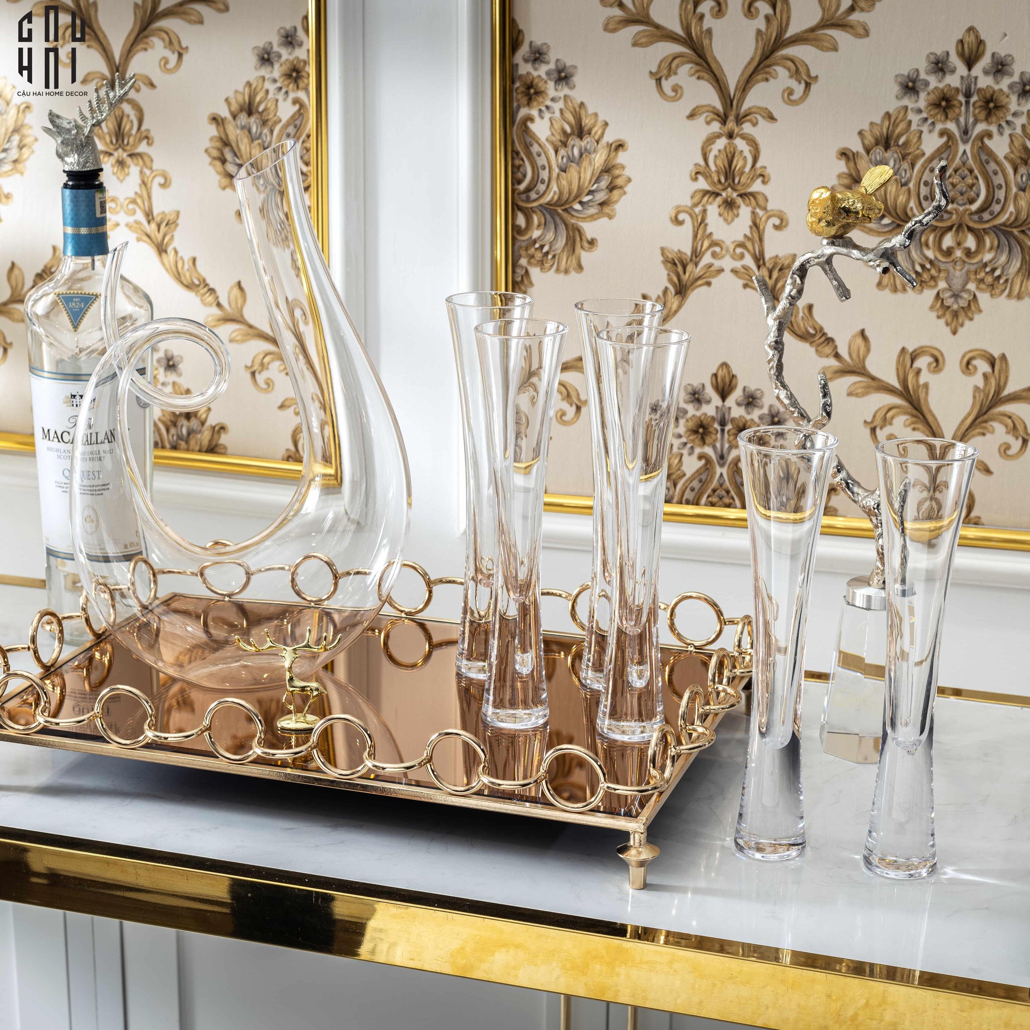 BÌNHTHỞ RƯỢU - DECANTER SPIRAL 1300ML STEAMWARE-CẬU HAI HOME DECOR