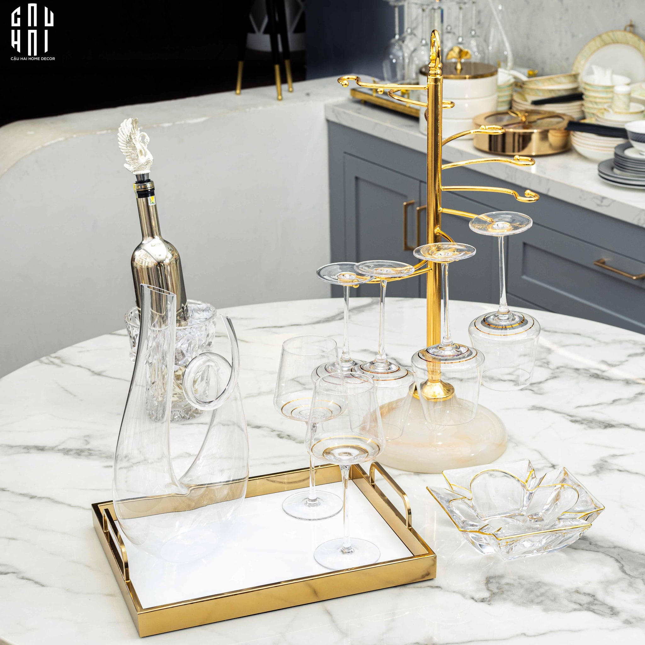 BÌNHTHỞ RƯỢU - DECANTER SPIRAL 1300ML STEAMWARE-CẬU HAI HOME DECOR