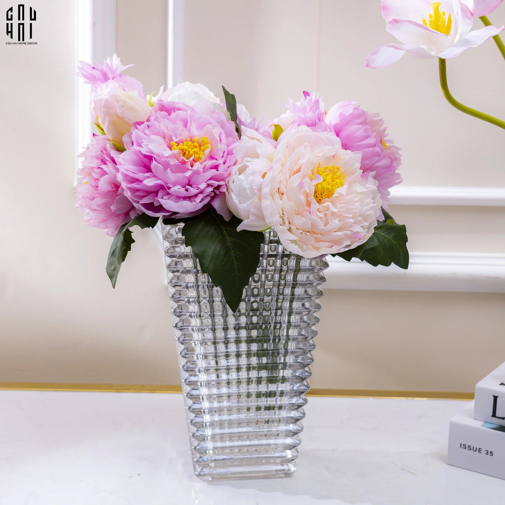 BÓ 7 HOA MẪU ĐƠN PEONY MIX-CẬU HAI HOME DECOR