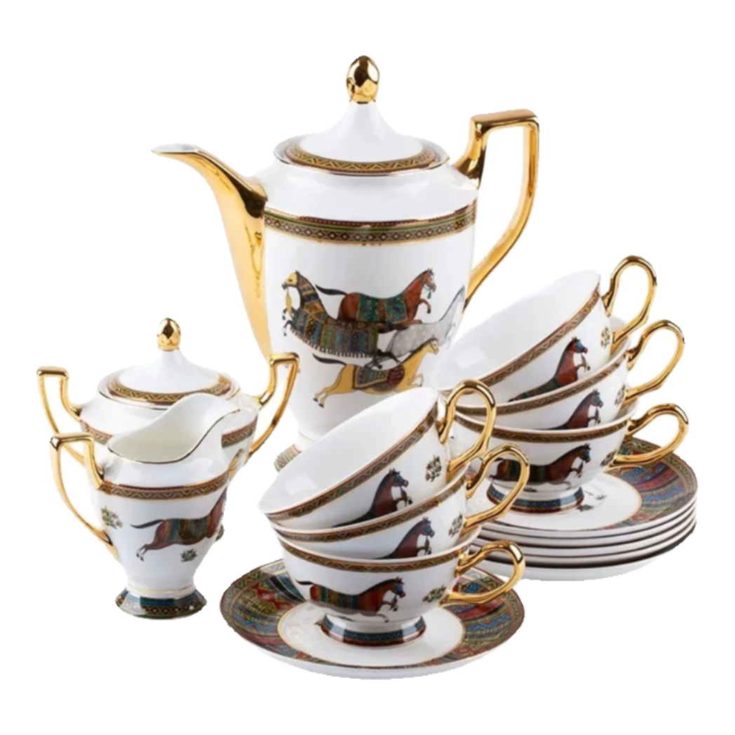 Maison Couture - Set Bình Trà Cà Phê Oriental Équestre Héritage Tea & Coffee Set | 15pcs-SET BÌNH TRÀ-Đối tác tại Trung Quốc theo từng đơn đặt hàng-CẬU HAI HOME DECOR
