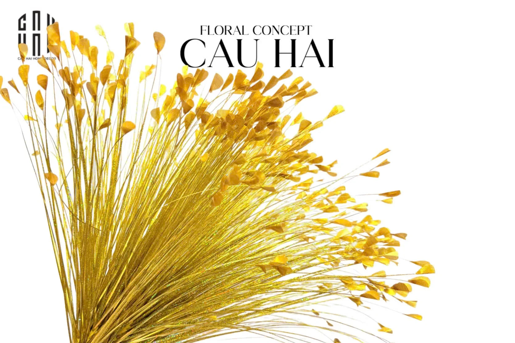 BÓ CỎ KHỔNG TƯỚC - GOLD-CẬU HAI HOME DECOR