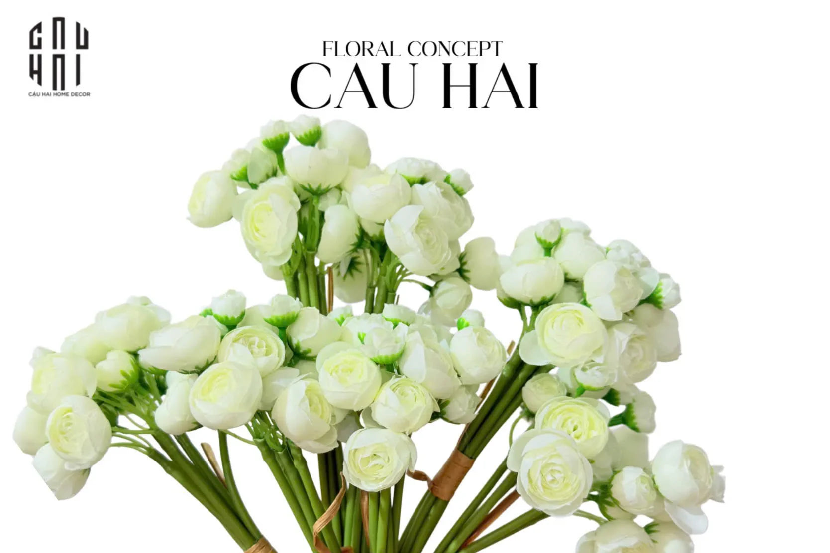 BÓ HOA MAO LƯƠNG MINI - TRẮNG-CẬU HAI HOME DECOR