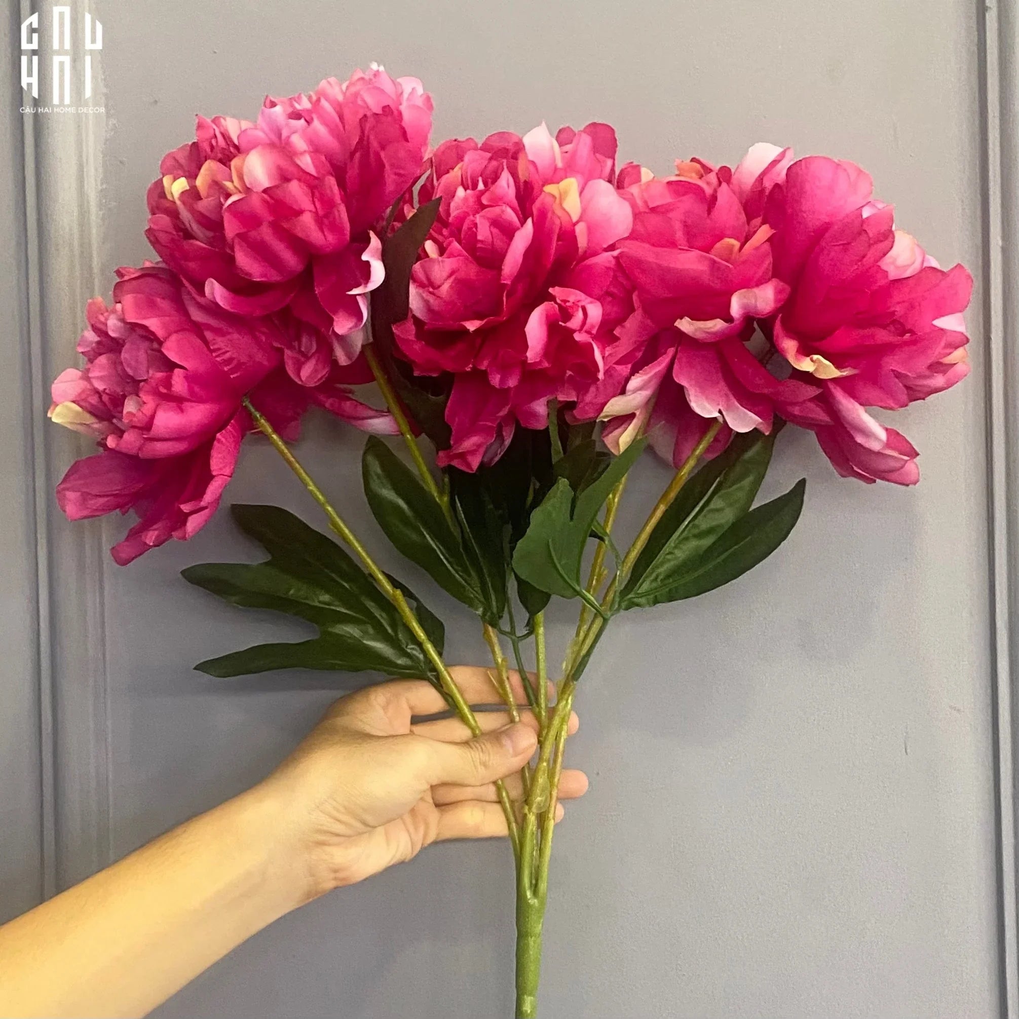 BÓ HOA MẪU ĐƠN HỒNG TÍM 5 BÔNG-CẬU HAI HOME DECOR