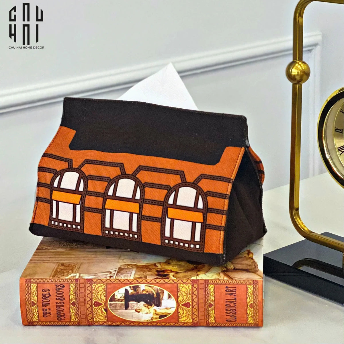 Bọc Giấy Canvas Faubourg - Brun Terra 11x20x13-HỘP KHĂN GIẤY-Đối tác tại Trung Quốc theo từng đơn đặt hàng-CẬU HAI HOME DECOR