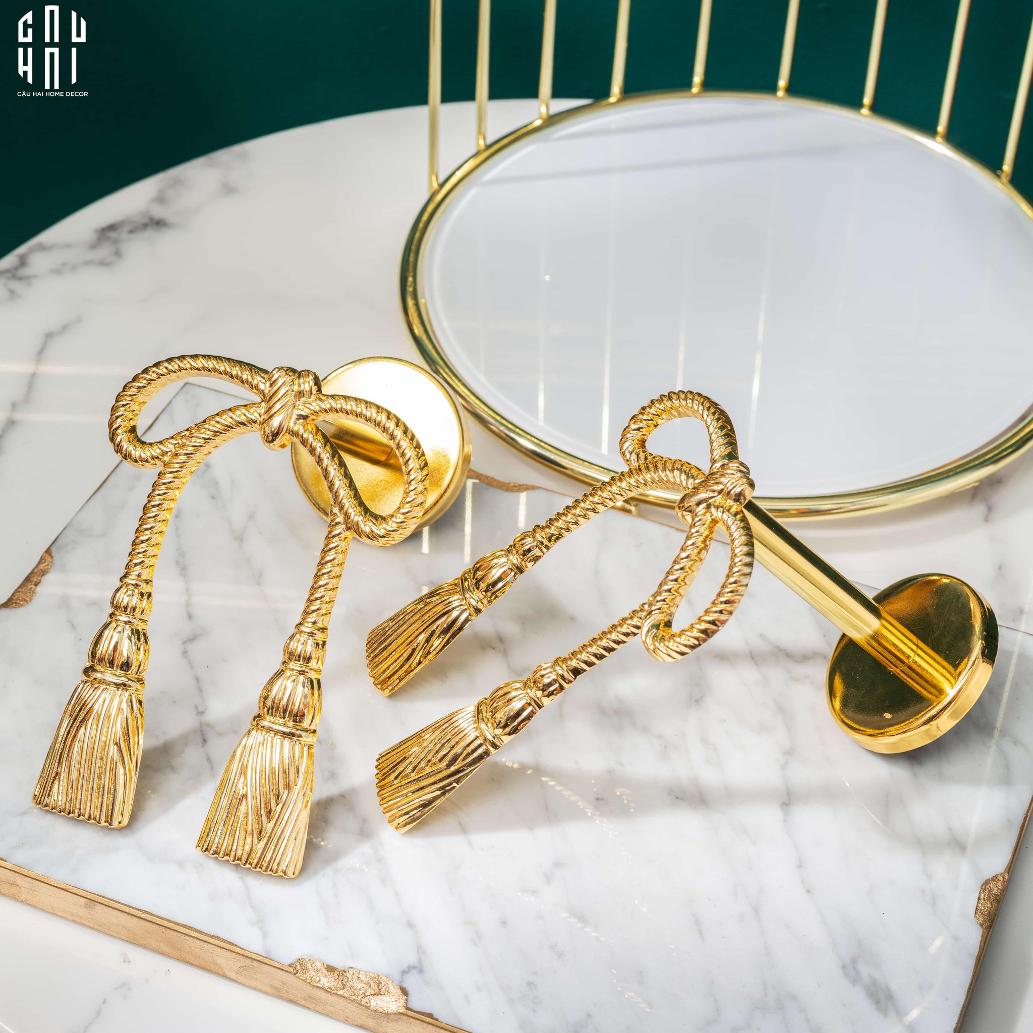 SET CỘT MÀN ĐỒNG BOWS BRASS CURTAIN TIEBACK 2PCS - CẬU HAI HOME DECOR