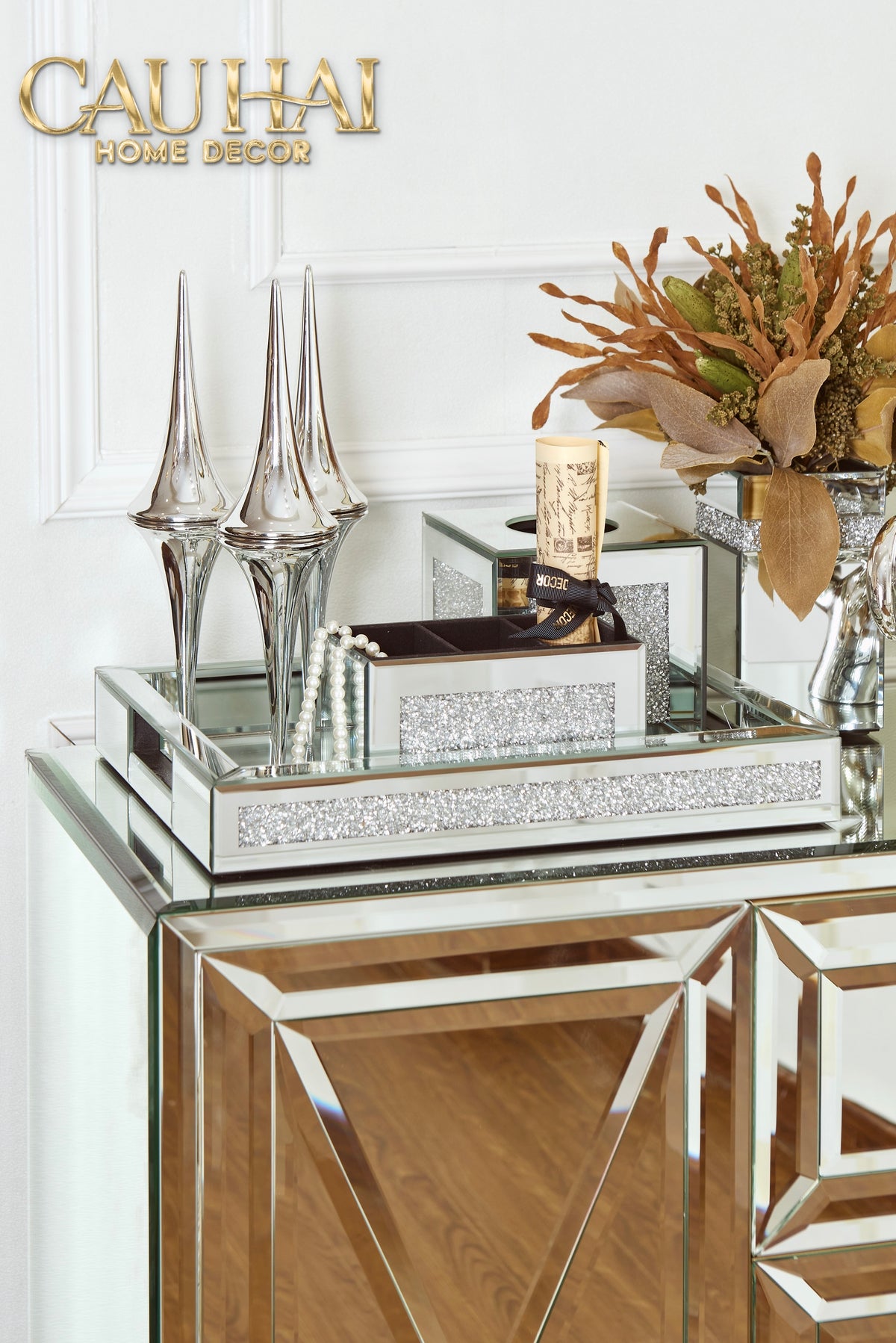 Maison Couture - Bàn Console Gương Tráng Thuỷ Dát Cạnh Bevel Diamond Éclat Gold 86x122x35-BÀN CONSOLE - TỦ CONSOLE-CẬU HAI HOME DECOR-CẬU HAI HOME DECOR
