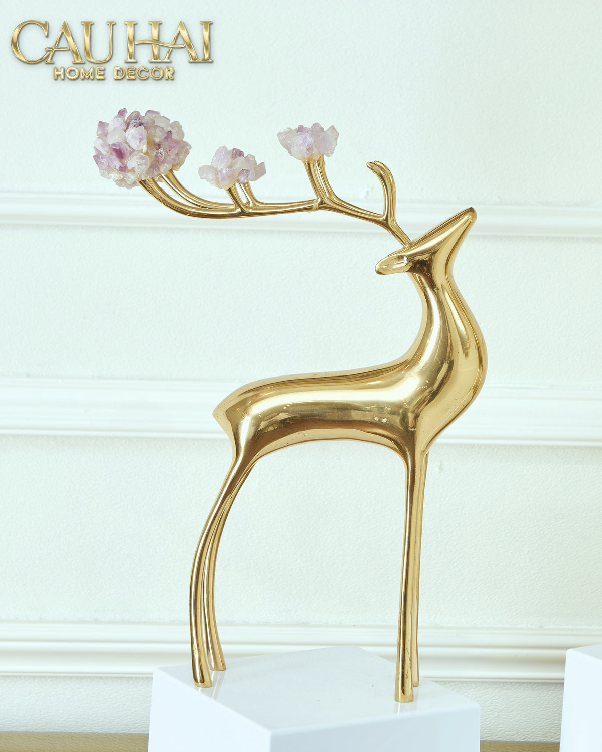 Set Tượng Maison Couture Golden Alley Elk H42/H32-TƯỢNG TRANG TRÍ-CẬU HAI HOME DECOR-CẬU HAI HOME DECOR