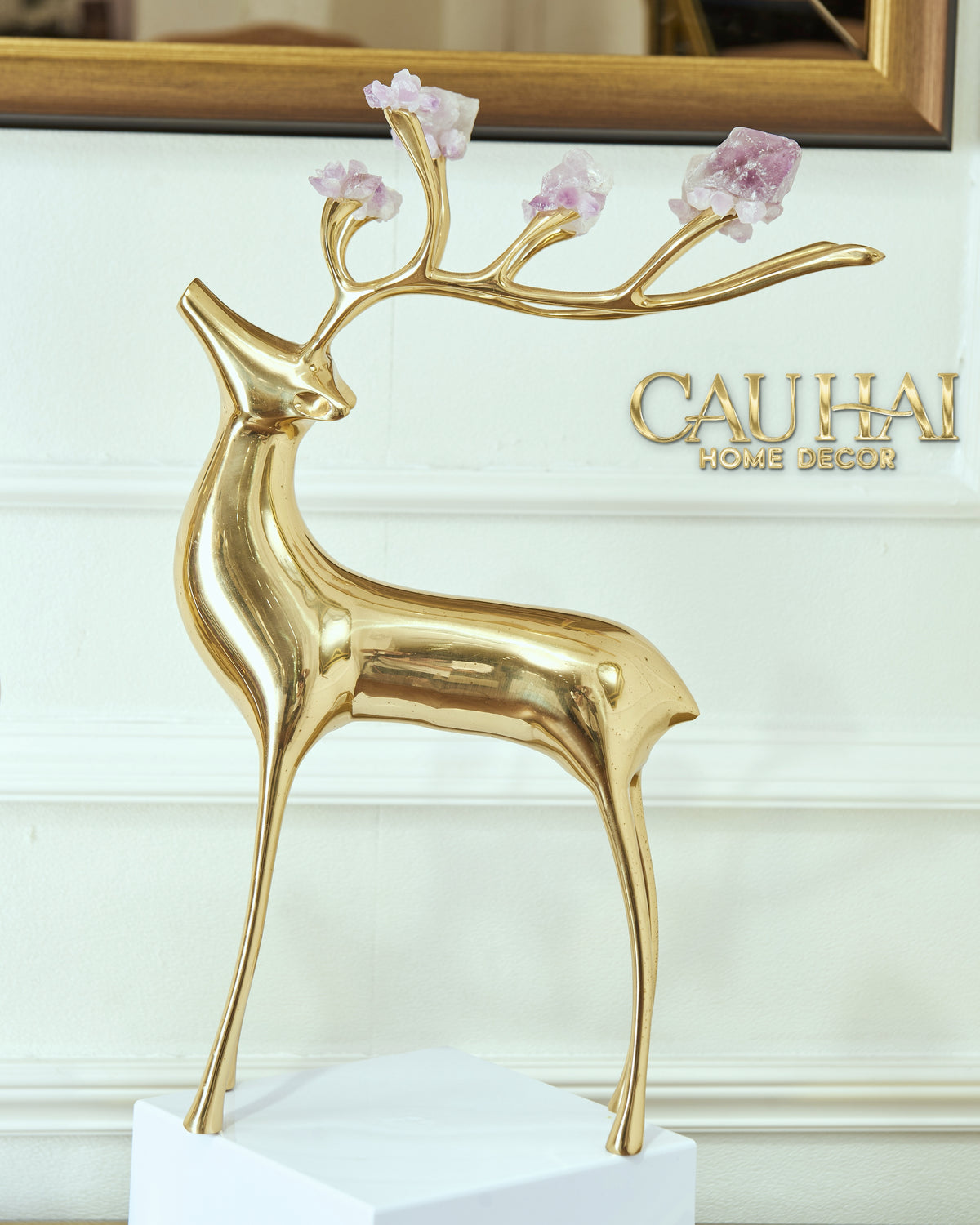 Set Tượng Maison Couture Golden Alley Elk H42/H32-TƯỢNG TRANG TRÍ-CẬU HAI HOME DECOR-CẬU HAI HOME DECOR