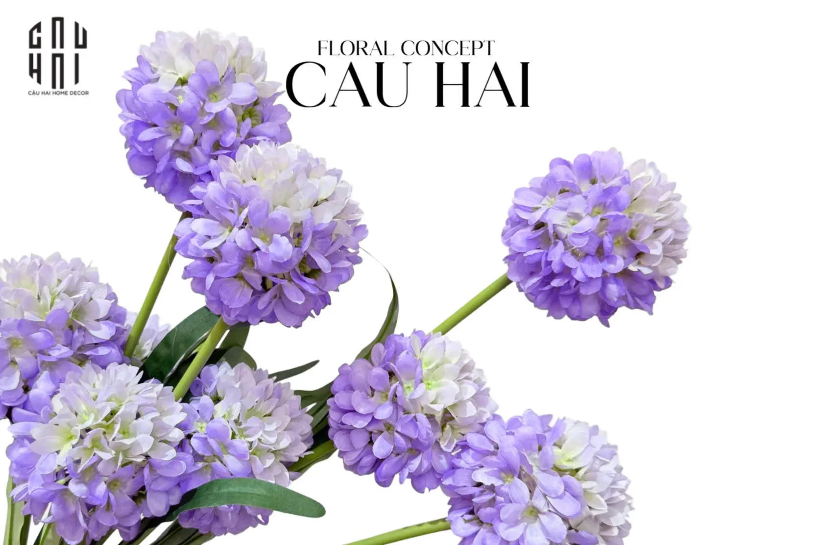 CÀNH 2 HOA HÀNH ALLIUM - VIOLET-CẬU HAI HOME DECOR
