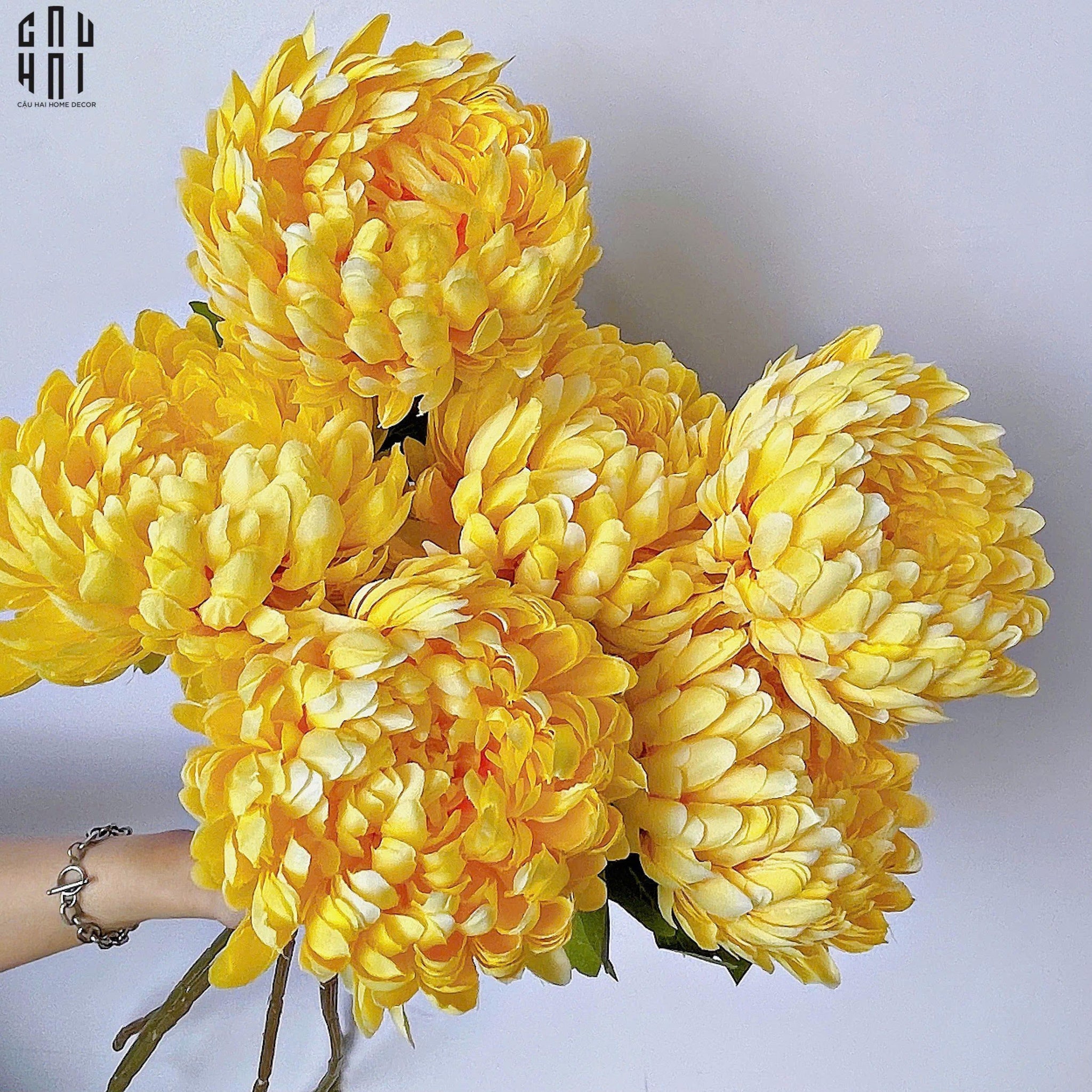 Cành Cúc Mẫu Đơn Vàng-CẬU HAI HOME DECOR