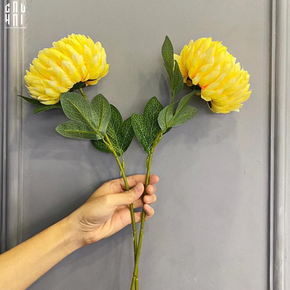 Cành Cúc Mẫu Đơn Vàng-Hoa Lụa-Đối tác tại Trung Quốc theo từng đơn đặt hàng-CẬU HAI HOME DECOR