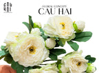 Cành Hoa Mẫu Đơn Peony Lactiflora - White-Hoa Lụa-Đối tác tại Trung Quốc theo từng đơn đặt hàng-CẬU HAI HOME DECOR