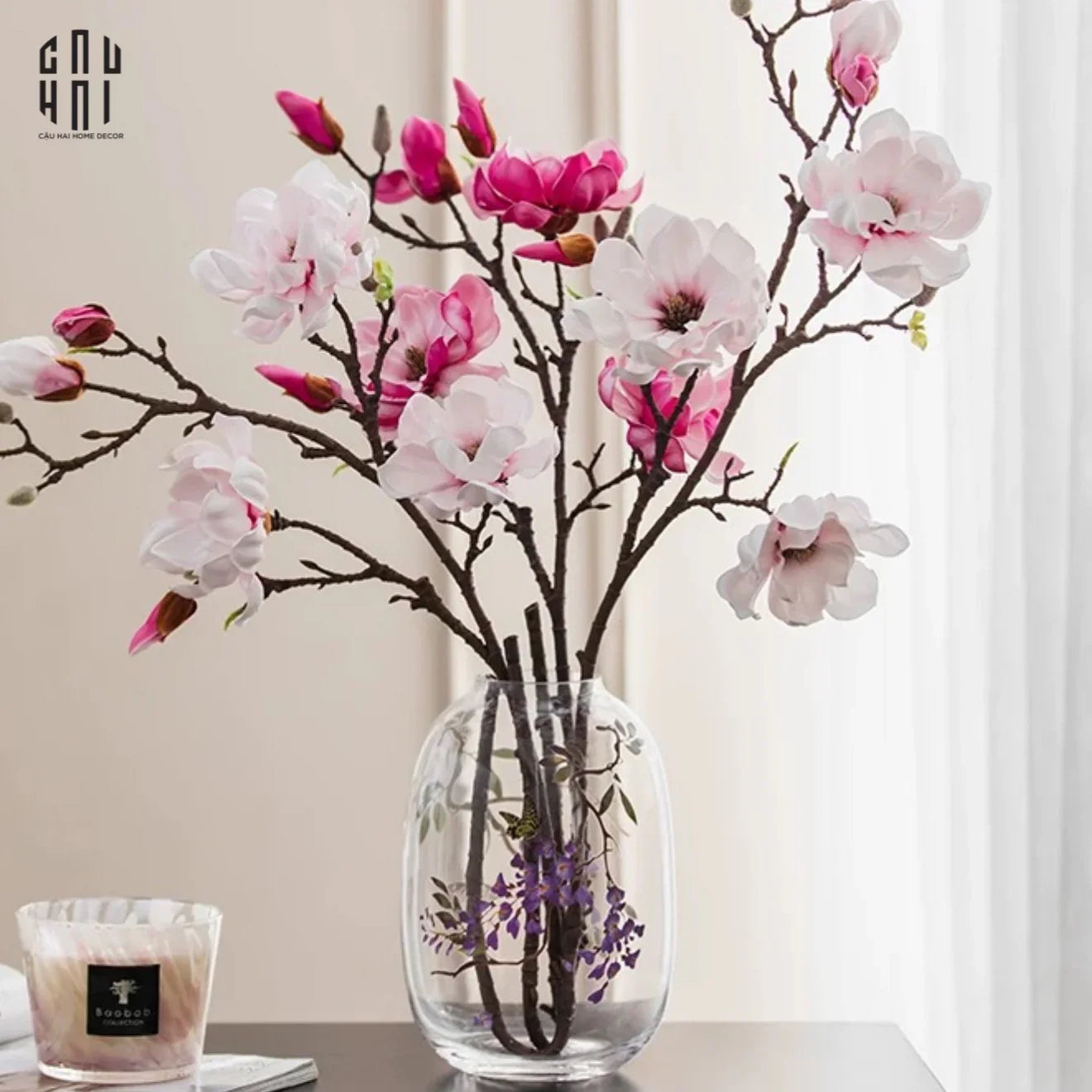 CÀNH HOA MỘC LAN MAGNOLIA GRANDIFLORA-CẬU HAI HOME DECOR