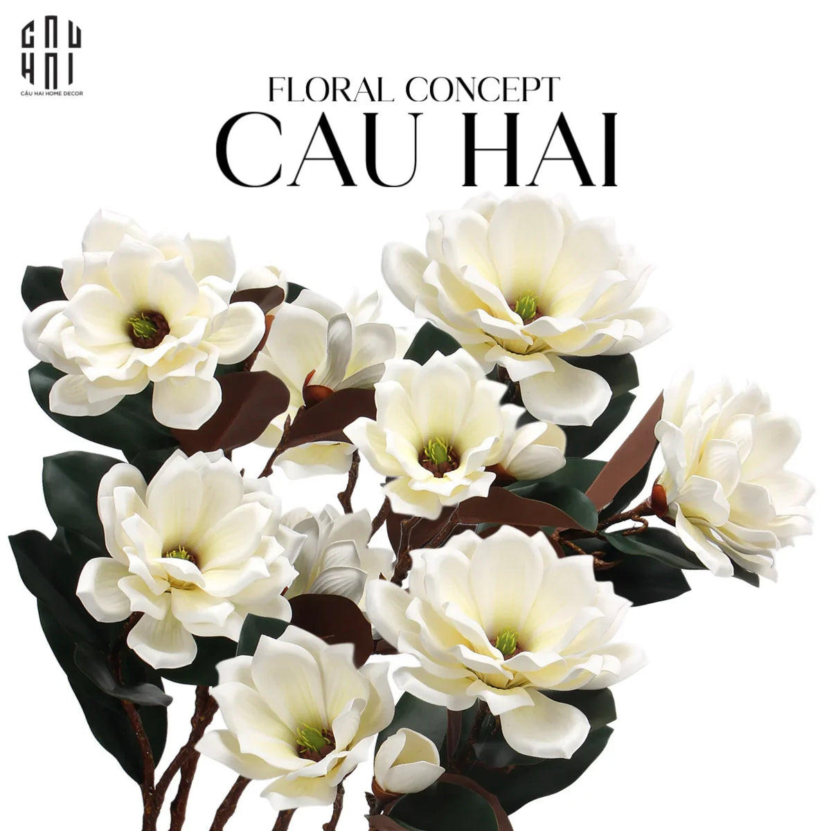Cành Hoa Mộc Lan Minyulua De Magnolia -Hoa Lụa-Đối tác tại Trung Quốc theo từng đơn đặt hàng-CẬU HAI HOME DECOR