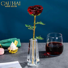 Cành Hoa Pha Lê Rose Éternelle – Crimson-CẬU HAI HOME DECOR