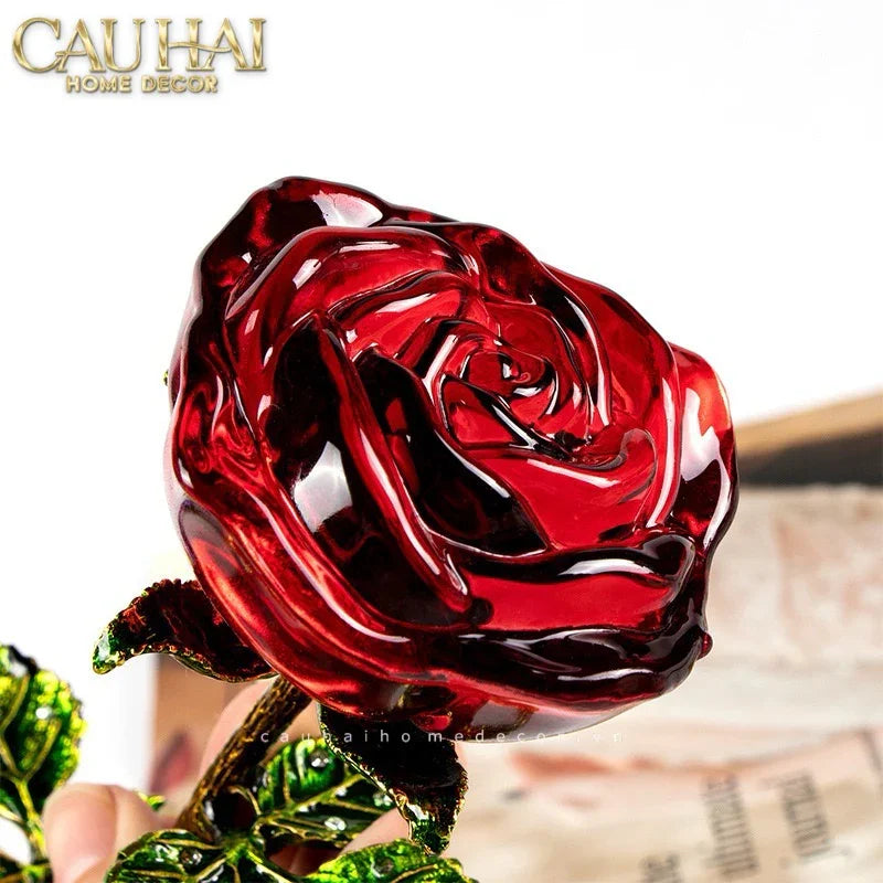 Cành Hoa Pha Lê Rose Éternelle – Crimson-CẬU HAI HOME DECOR