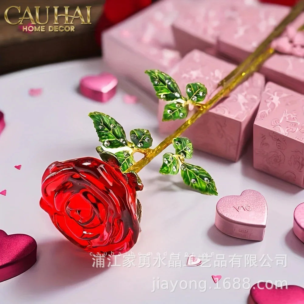 Cành Hoa Pha Lê Rose Éternelle – Crimson-CẬU HAI HOME DECOR