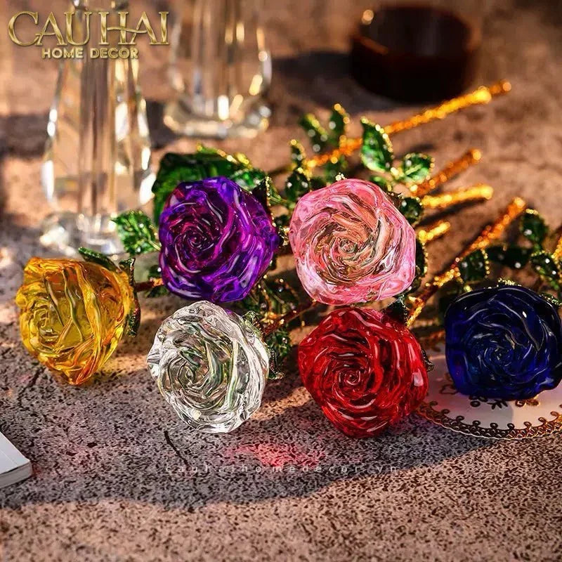 Cành Hoa Pha Lê Rose Éternelle – Crimson-CẬU HAI HOME DECOR