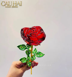 Cành Hoa Pha Lê Rose Éternelle – Crimson-CẬU HAI HOME DECOR