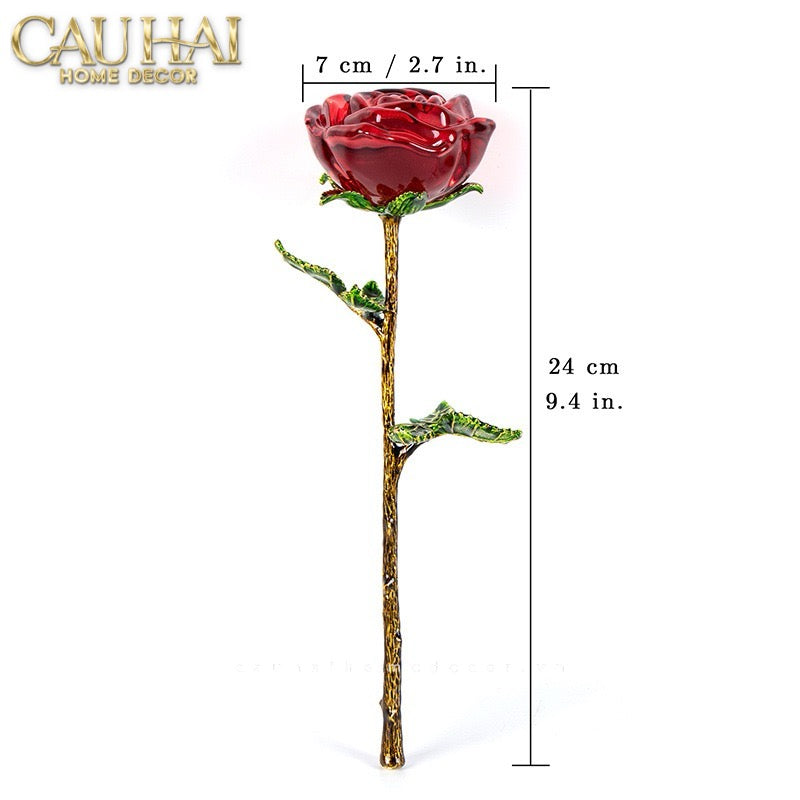 Cành Hoa Pha Lê Rose Éternelle – Crimson - CẬU HAI HOME DECOR
