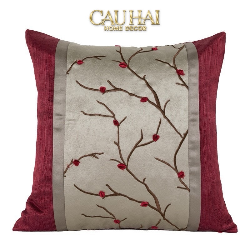 VỎ GỐI LỤA FLEURS DE SOIE CRAMOISIES 45 - CẬU HAI HOME DECOR