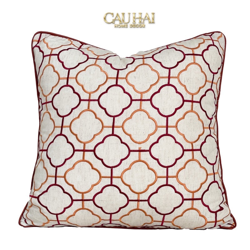 VỎ GỐI CANVAS QUATREFOIL INTERLACE 45 - CẬU HAI HOME DECOR