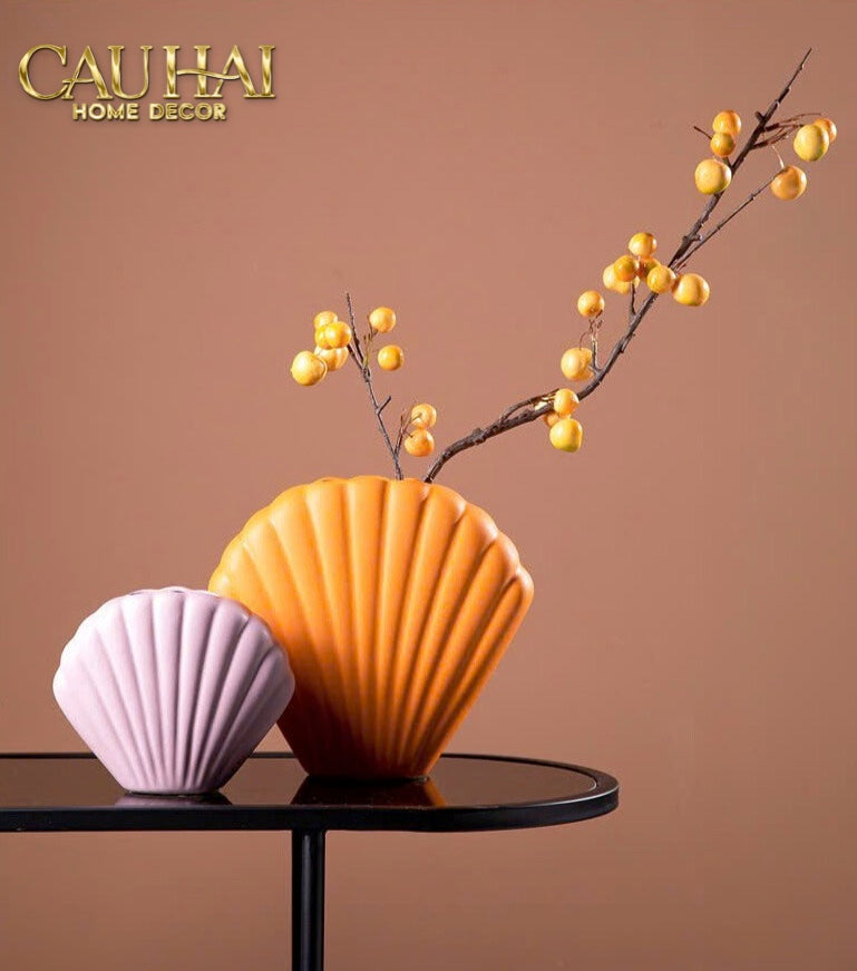 BÌNH HOA VỎ SÒ SIENNA COASTAL SHELL VASE H25 - CẬU HAI HOME DECOR