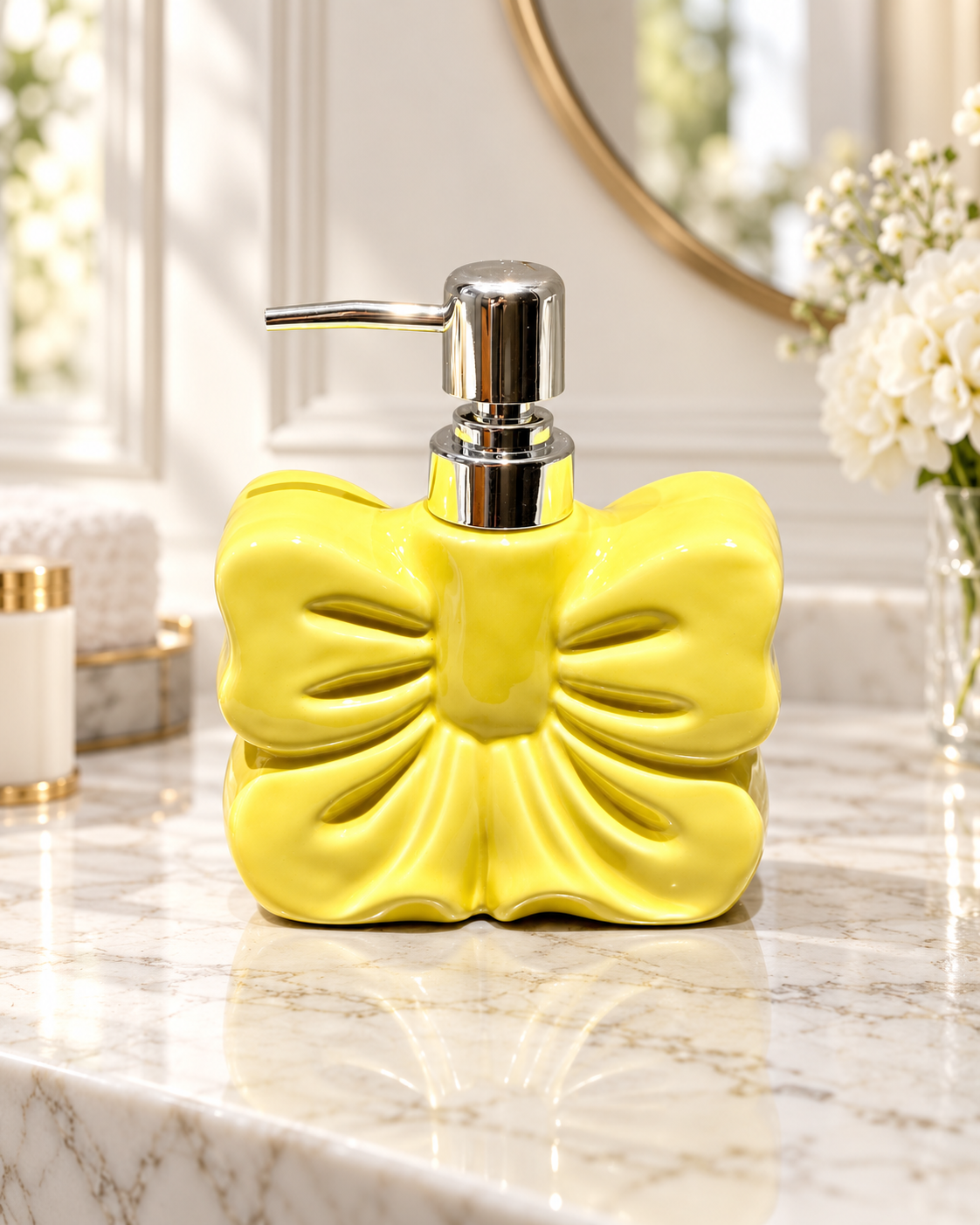 Chai Kit Yellow Bow 12x15-PHỤ KIỆN NHÀ TẮM-Đối tác tại Trung Quốc theo từng đơn đặt hàng-CẬU HAI HOME DECOR