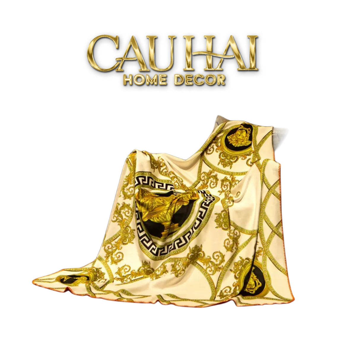 Chăn Blanket Velvet Baroque Medusa Ivory 150x150-Chăn Blanket-Cậu Hai Home Decor-CẬU HAI HOME DECOR