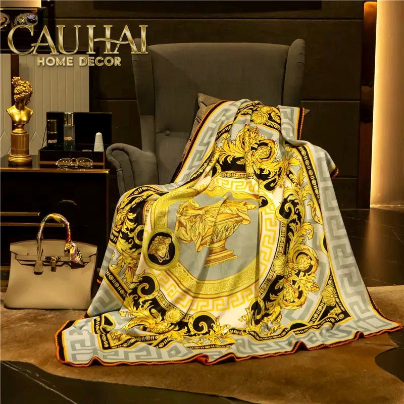 Chăn Blanket Velvet Baroque Platinum 150x150-Chăn Blanket-Cậu Hai Home Decor-CẬU HAI HOME DECOR