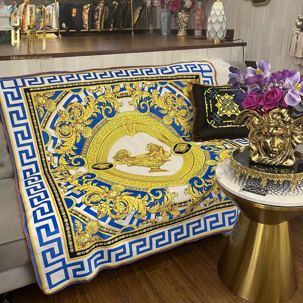 Chăn Blanket Velvet Baroque Platinum 150x150-Chăn Blanket-Cậu Hai Home Decor-CẬU HAI HOME DECOR