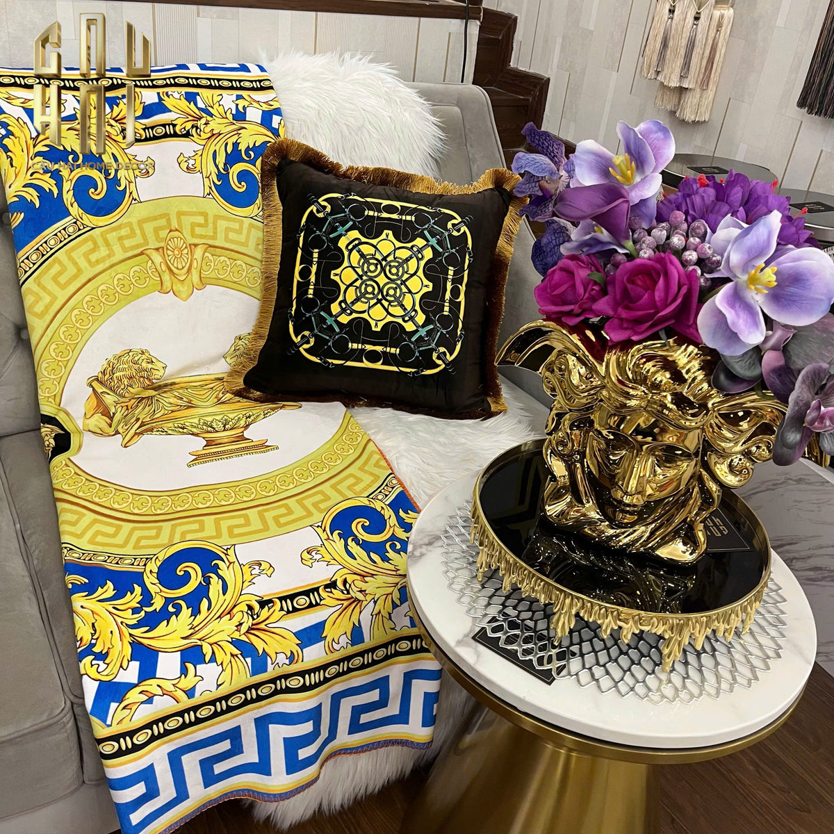 Chăn Blanket Velvet Baroque Platinum 150x150-Chăn Blanket-Cậu Hai Home Decor-CẬU HAI HOME DECOR