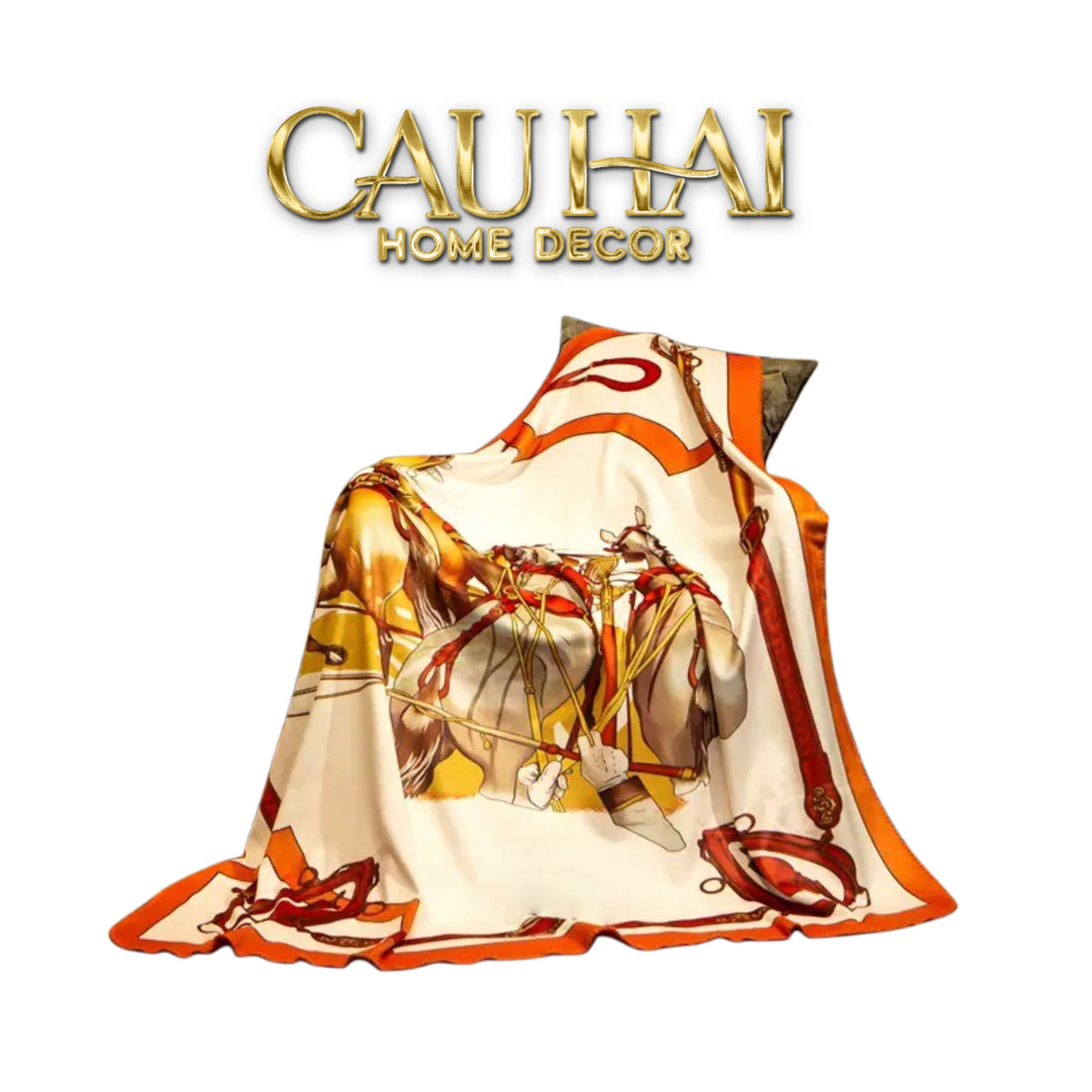 Chăn Blanket Velvet Équestre Saddle Amber 150x150-Chăn Blanket-Cậu Hai Home Decor-CẬU HAI HOME DECOR
