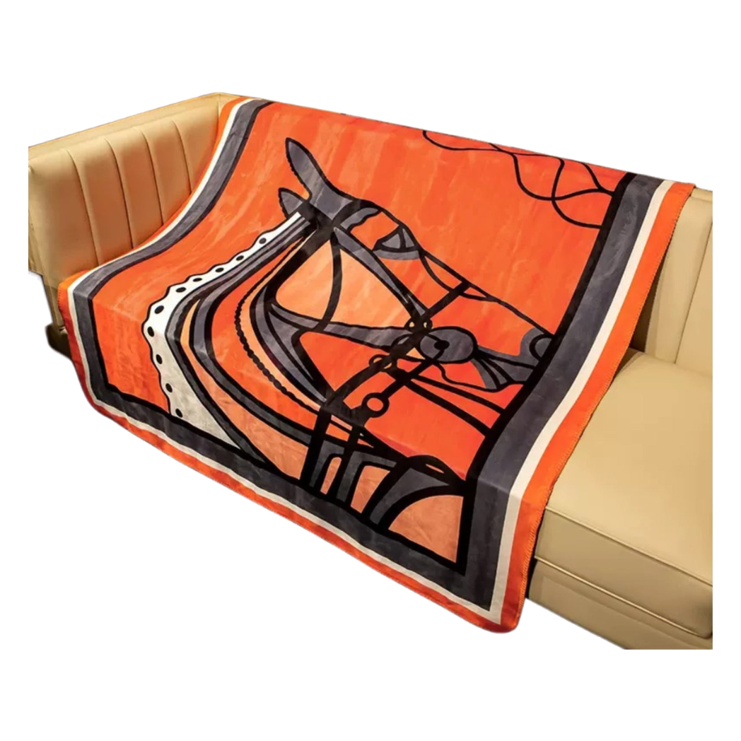 Chăn Blanket Velvet Équestre Silhouette Tangerine 150x150-Chăn Blanket-Cậu Hai Home Decor-CẬU HAI HOME DECOR